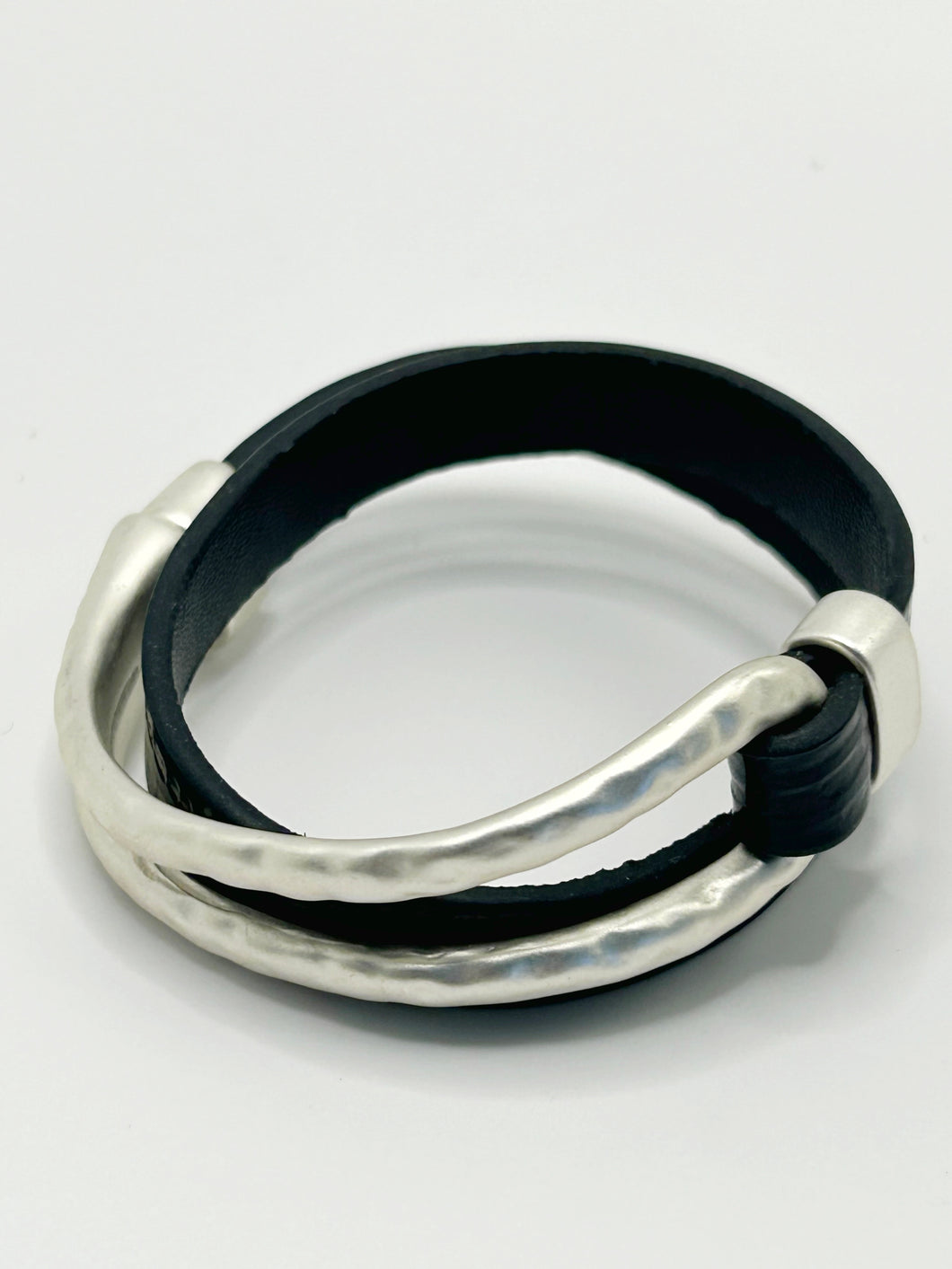 Black Leather Hook Bracelet