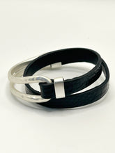 Load image into Gallery viewer, Black Leather Hook Bracelet