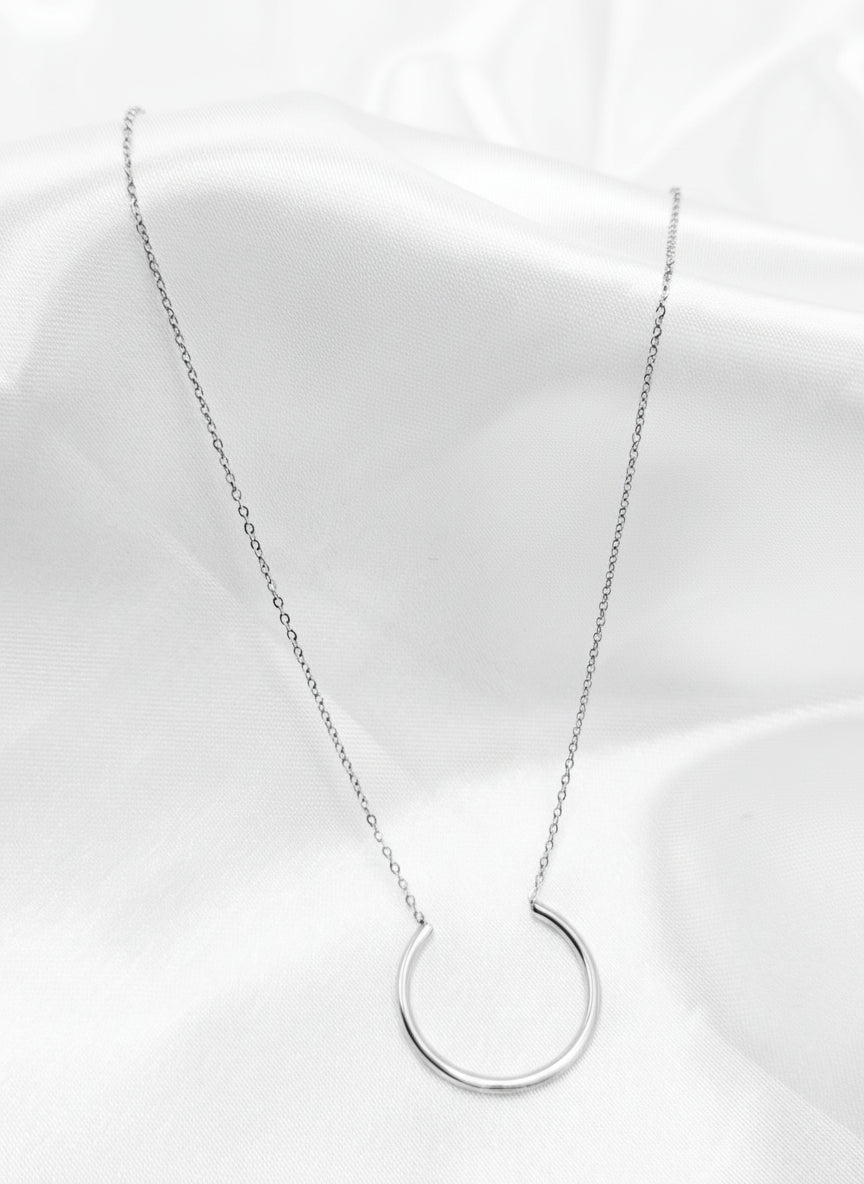 Silver Crescent Necklace