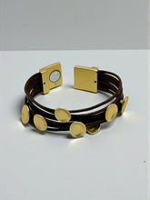 Load image into Gallery viewer, Gold Coin Leather Wrap Bracelet