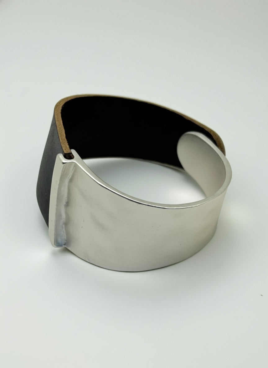 LOEWE FOU Leather & Metal Cuff