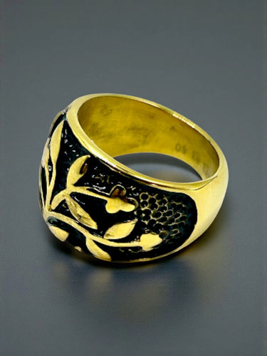 Noir Leaf Emblem Ring