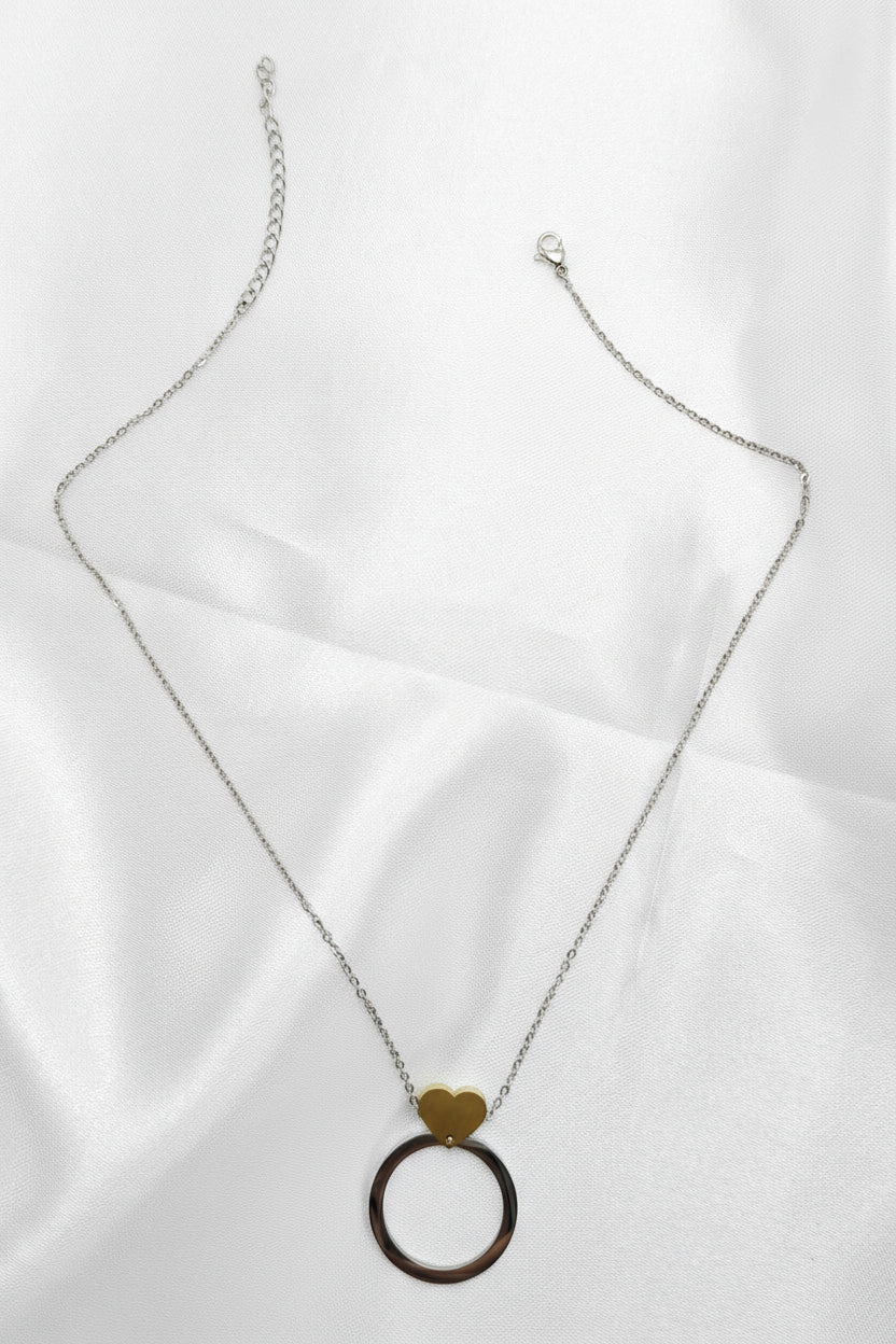 Heart&circle pendant necklace