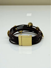 Load image into Gallery viewer, Gold Coin Leather Wrap Bracelet